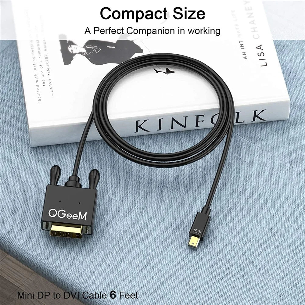 QGEEM QG-HD30 Mini DP to DVI Adapter Mini DisplayPort Male to DVI Male Computer Converter Cable Compatible with Thunderbolt 2 for MacBook Air/Pro/Monitor/Projector - 5
