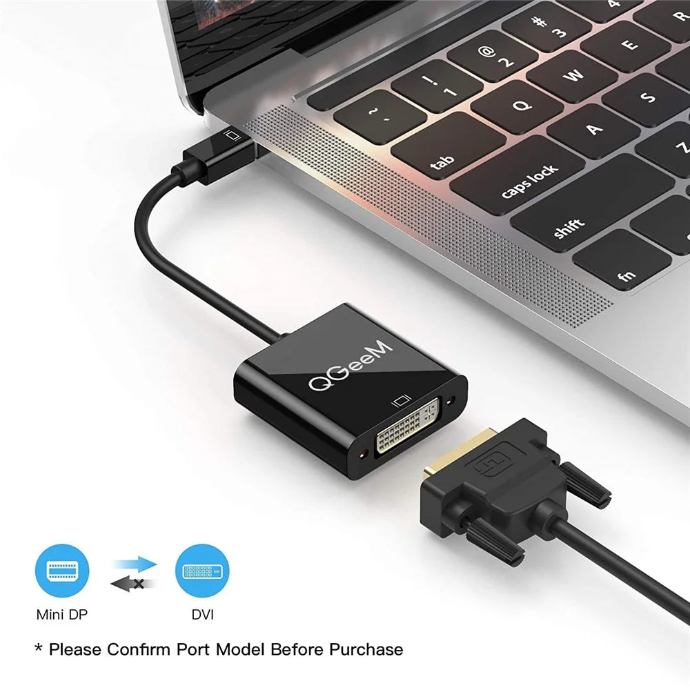 QGEEM QG-HD27 Mini DP to DVI Adapter Cable Mini DisplayPort Male to DVI Female Converter Compatible with MacBook Thunderbolt Port Monitor Projector - 4