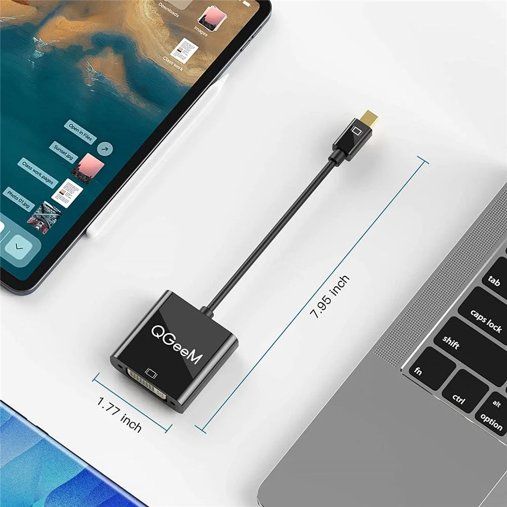 QGEEM QG-HD27 Mini DP to DVI Adapter Cable Mini DisplayPort Male to DVI Female Converter Compatible with MacBook Thunderbolt Port Monitor Projector - 6