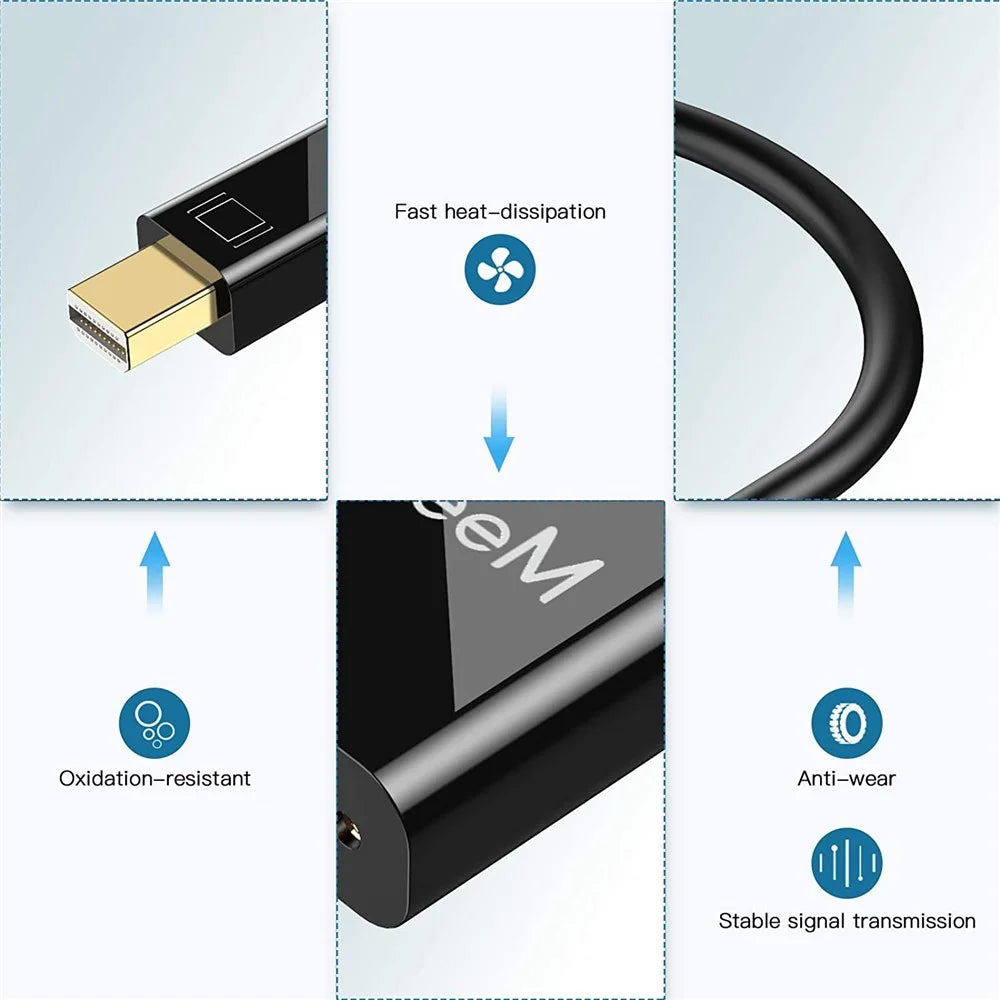 QGEEM QG-HD27 Mini DP to DVI Adapter Cable Mini DisplayPort Male to DVI Female Converter Compatible with MacBook Thunderbolt Port Monitor Projector - 7
