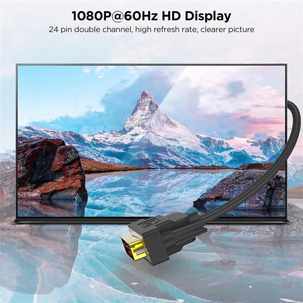 QGEEM QG-HD15 1m DVI to DVI Cable Male to Male Dual-Link DVI Cable Adapter Support 2560x1600/60Hz Compatible with DVI-D (24+1) - 3