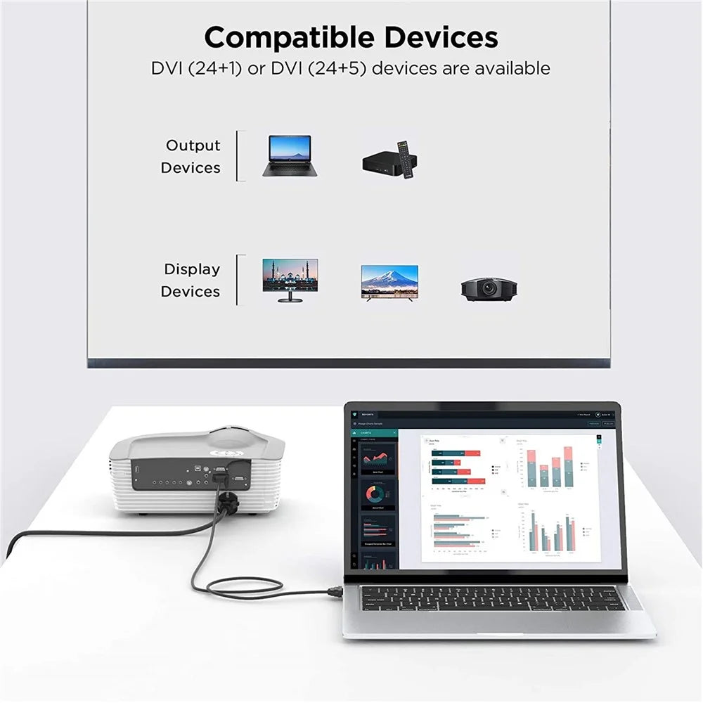 QGEEM QG-HD15 1m DVI to DVI Cable Male to Male Dual-Link DVI Cable Adapter Support 2560x1600/60Hz Compatible with DVI-D (24+1) - 5
