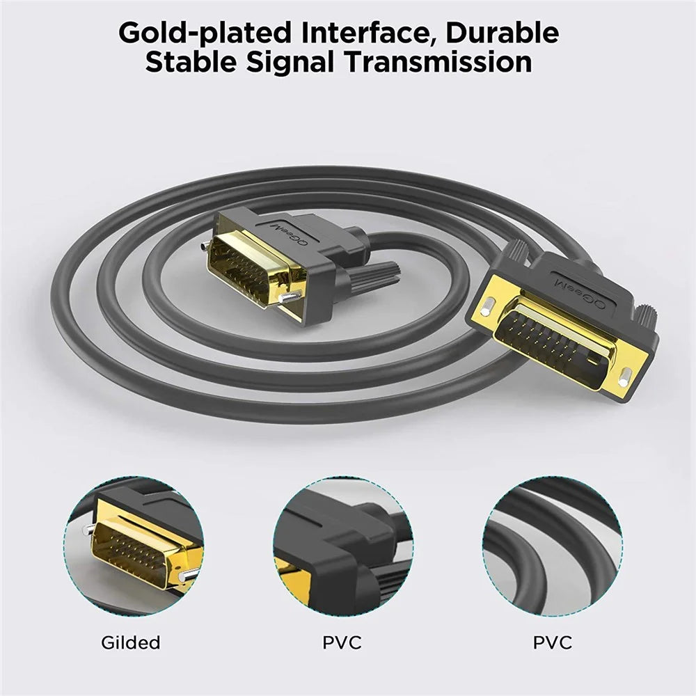 QGEEM QG-HD15 1m DVI to DVI Cable Male to Male Dual-Link DVI Cable Adapter Support 2560x1600/60Hz Compatible with DVI-D (24+1) - 7
