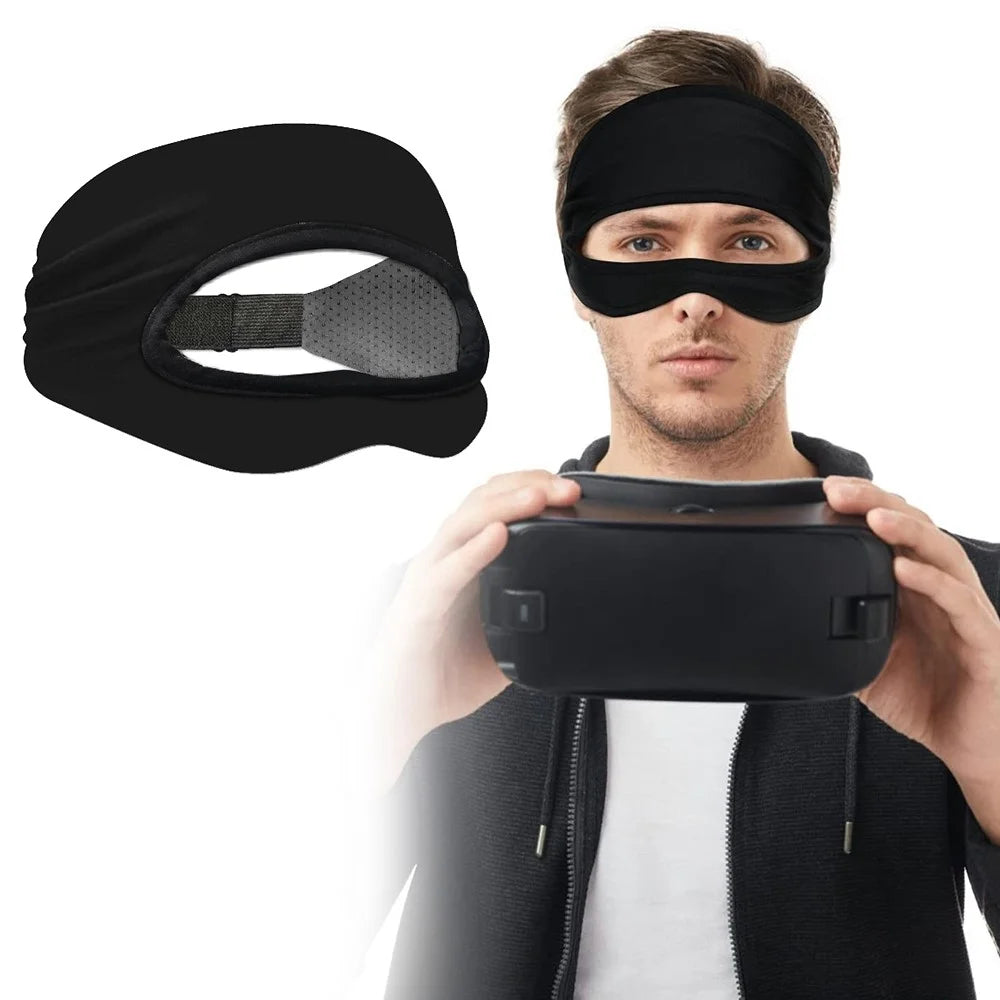 VR Eye Mask Adjustable Breathable VR Sweat Band VR Face Cover Padding for Men and Women - All Black - 2
