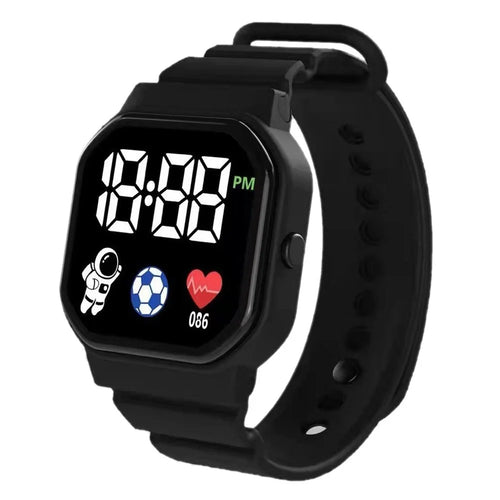 C3-12 Student Watch 1.5" LED Screen Electronic Watch Astronaut Pattern Waterproof Watch - Black - 1