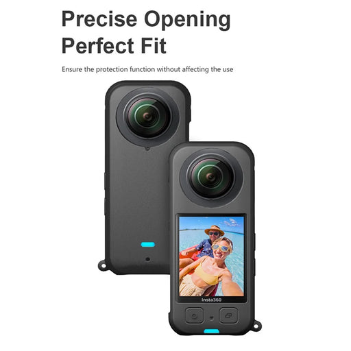 For Insta360 X3 Protective Cover, Panoramic Camera Scratch Resistant Soft Silicone Case - Black - 2