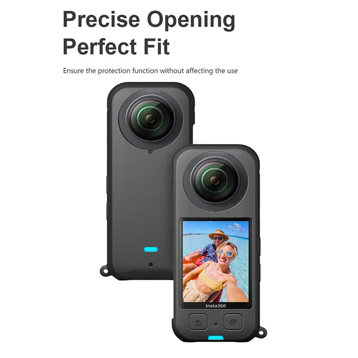 For Insta360 X3 Protective Cover, Panoramic Camera Scratch Resistant Soft Silicone Case - Black - 2