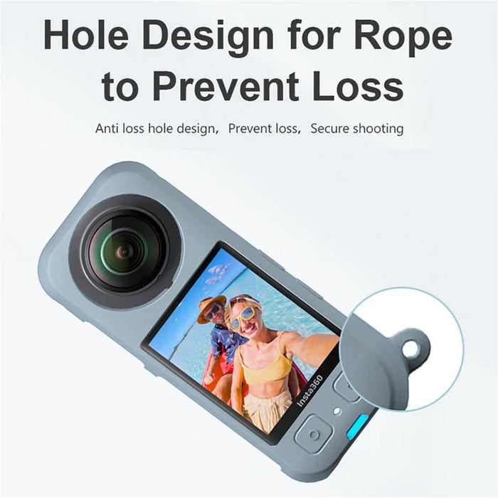 For Insta360 X3 Protective Cover, Panoramic Camera Scratch Resistant Soft Silicone Case - Black - 5