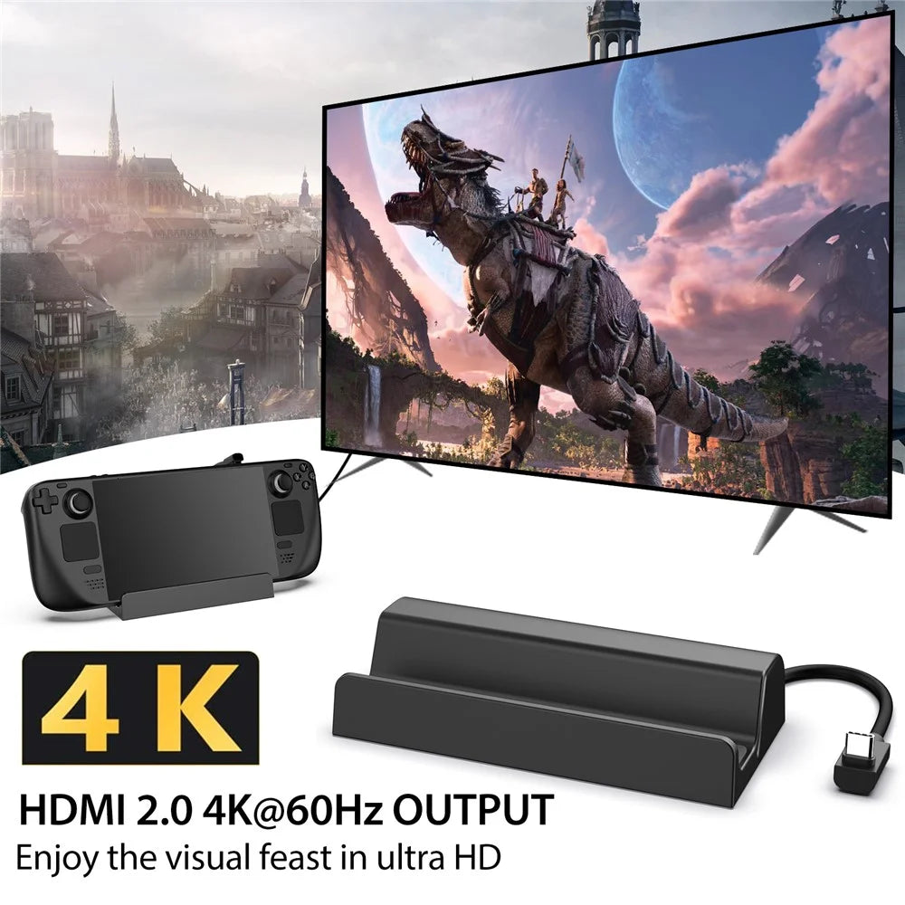 6 in 1 Docking Station for Steam Deck Dock HD 4K / 60Hz, Gigabit Ethernet, 3 USB3.0, USB-C Port Portable Hub with Stand - 4