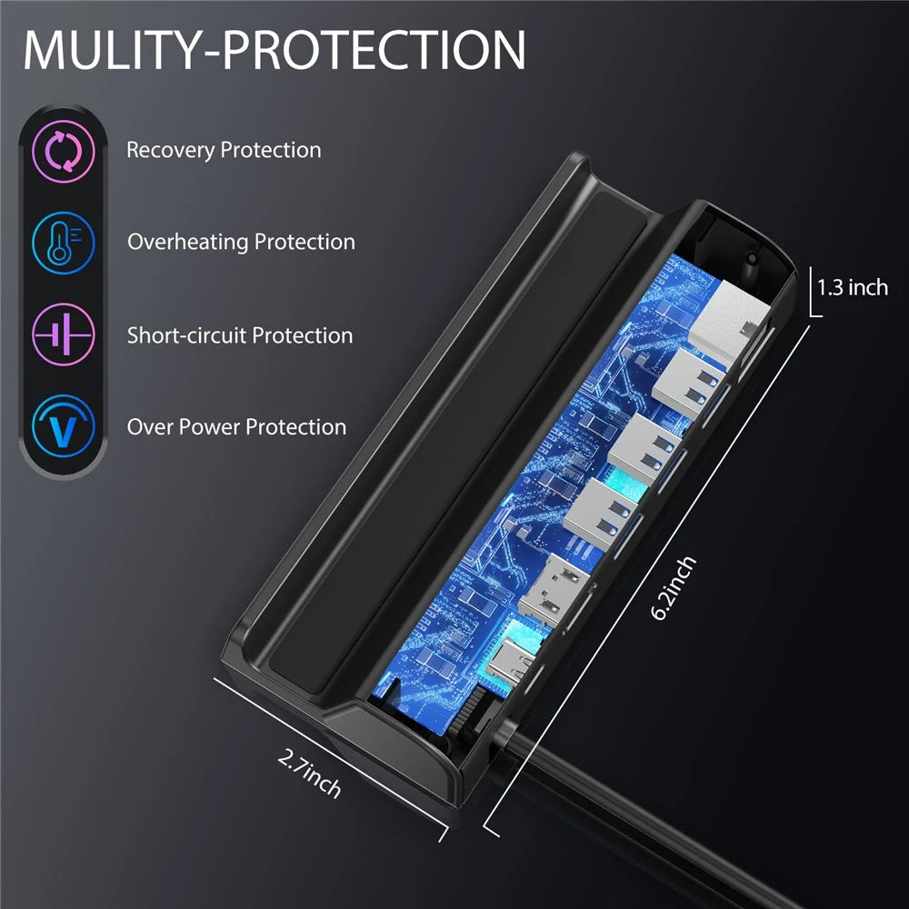6 in 1 Docking Station for Steam Deck Dock HD 4K / 60Hz, Gigabit Ethernet, 3 USB3.0, USB-C Port Portable Hub with Stand - 7