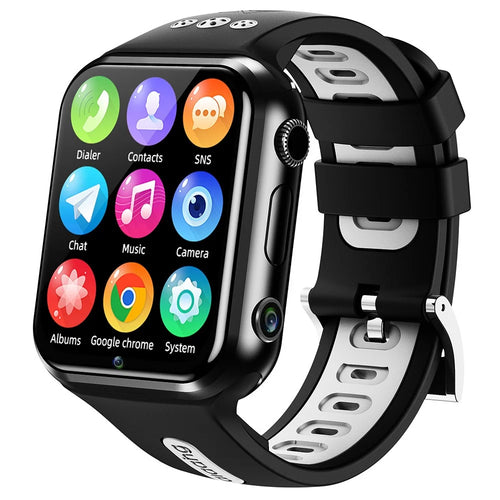 W5PRO 4G Kids Smart Watch Android 9.0 GPS+LBS+WiFi Tracker Video Call Wristwatch with Dual Camera for Boys Girls, 2+16GB - Black / Grey - 1