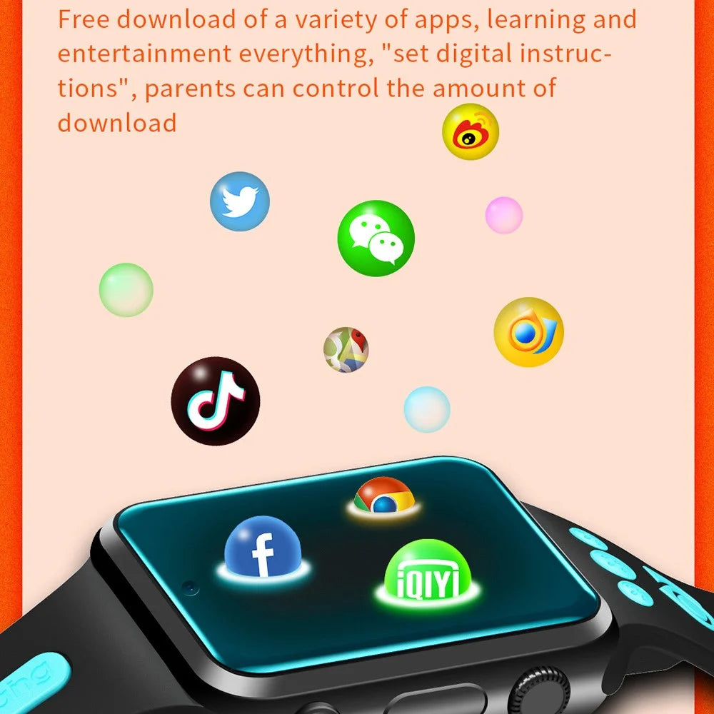 W5PRO 4G Kids Smart Watch Android 9.0 GPS+LBS+WiFi Tracker Video Call Wristwatch with Dual Camera for Boys Girls, 2+16GB - Black / Grey - 2
