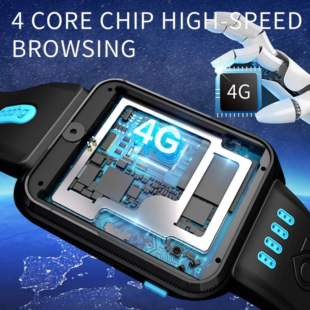W5PRO 4G Kids Smart Watch Android 9.0 GPS+LBS+WiFi Tracker Video Call Wristwatch with Dual Camera for Boys Girls, 2+16GB - Black / Grey - 5