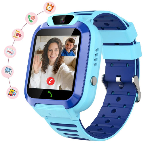 DH11 4G Kids Smart Watch with HD Video Call SOS Alert LBS + WiFi Tracker 1.44 Inch Touchscreen Phone Watch for Boys Girls - Blue - 1