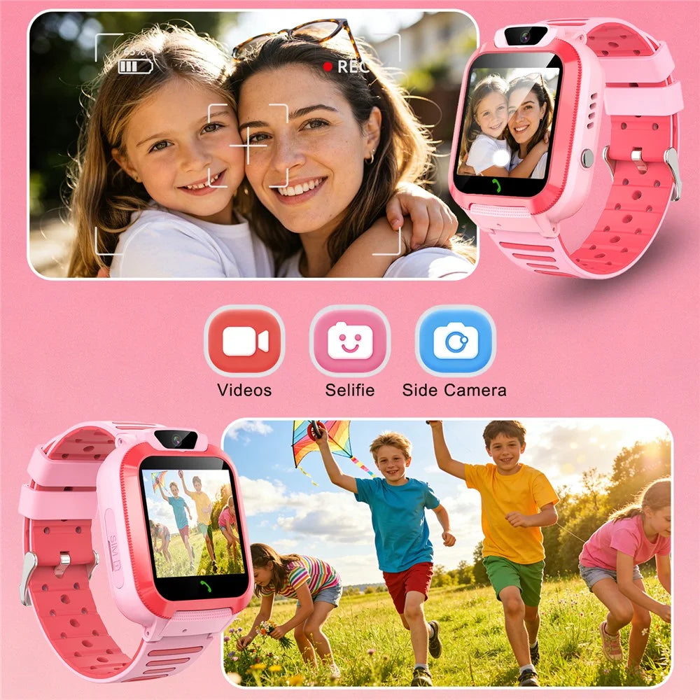 DH11 4G Kids Smart Watch with HD Video Call SOS Alert LBS + WiFi Tracker 1.44 Inch Touchscreen Phone Watch for Boys Girls - Blue - 5