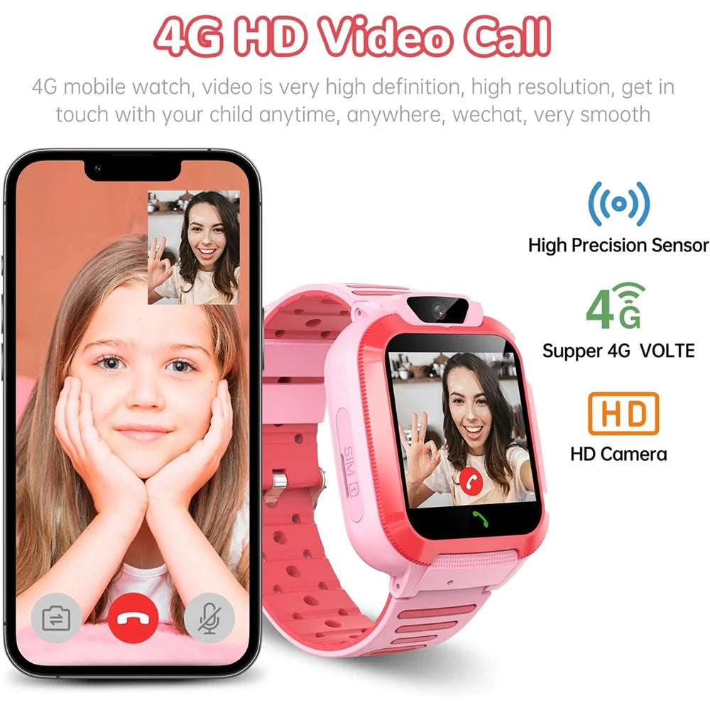 DH11 4G Kids Smart Watch with HD Video Call SOS Alert LBS + WiFi Tracker 1.44 Inch Touchscreen Phone Watch for Boys Girls - Blue - 6