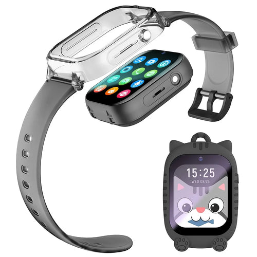 K26 1.83 inch Display Detachable Smart Watch 4G Call GPS Positioning Kids Watch with Lanyard+Silicone Case - Black - 1