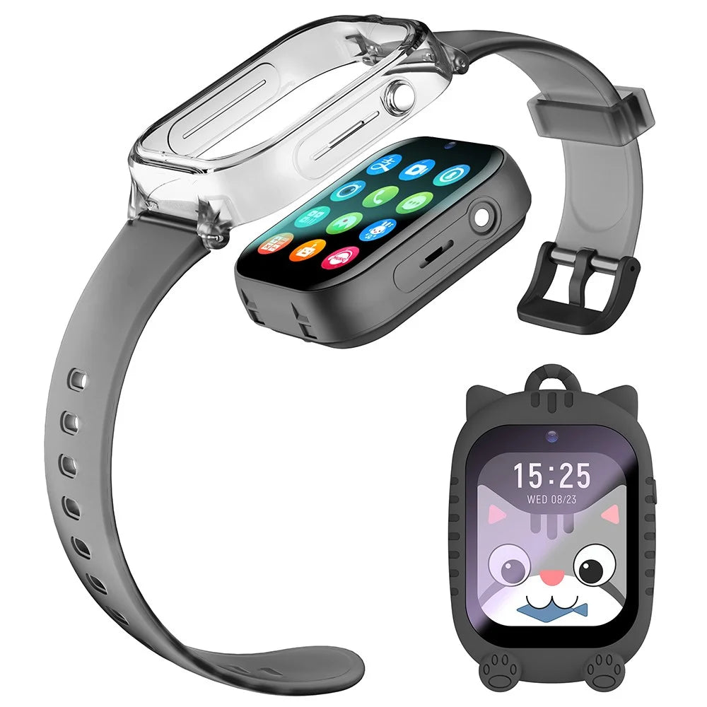 K26 1.83 inch Display Detachable Smart Watch 4G Call GPS Positioning Kids Watch with Lanyard+Silicone Case - Black - 1