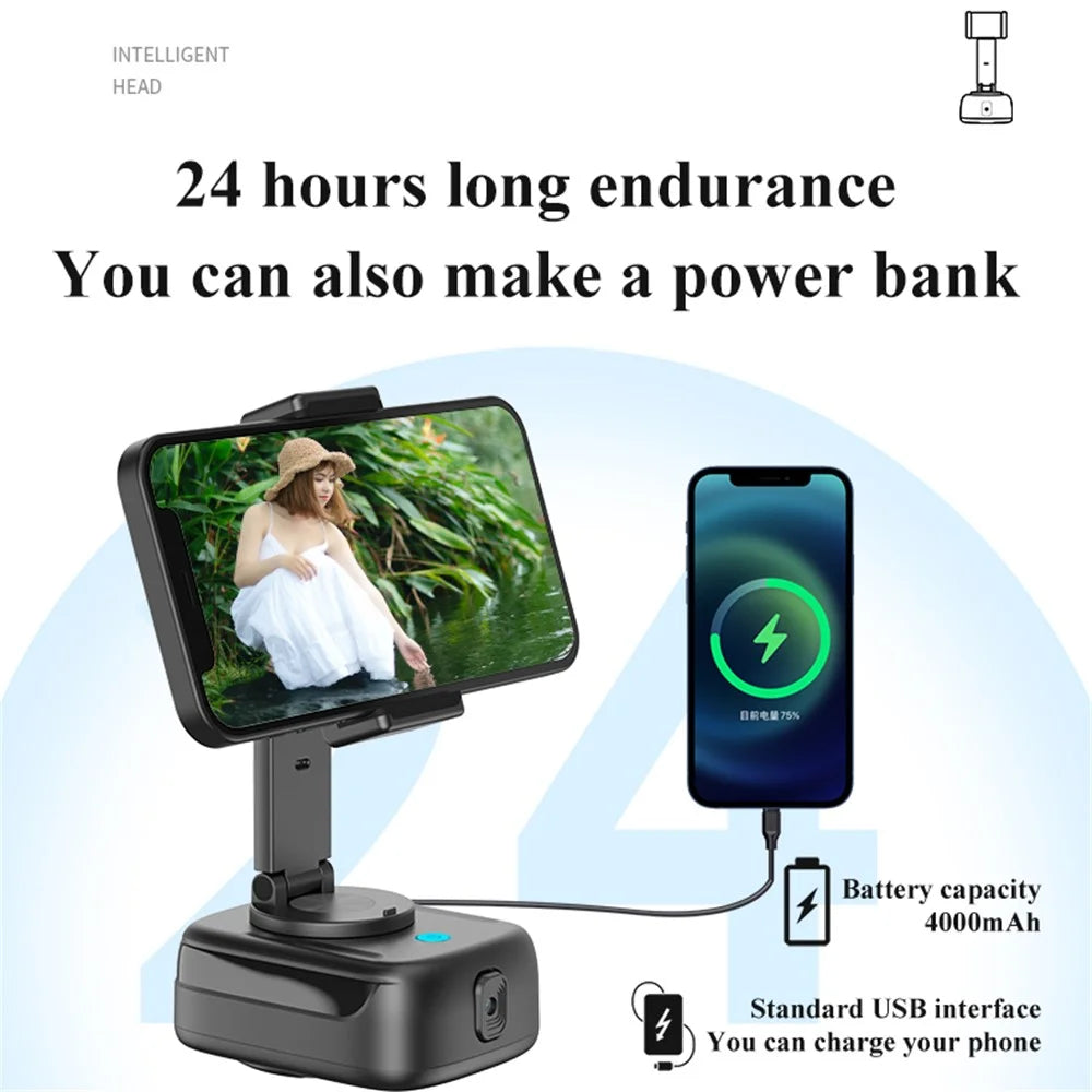 Q11 Auto Face Tracking 360-Degree Rotation Camera Phone Clip Mount Camera Portable Charger - 4