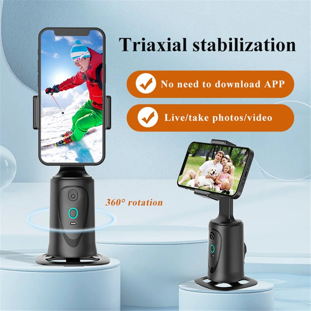 Q9 360 Degrees Rotation Smart AI Follow Gimbal Face Tracking Phone Camera Holder Photography Stand - 2