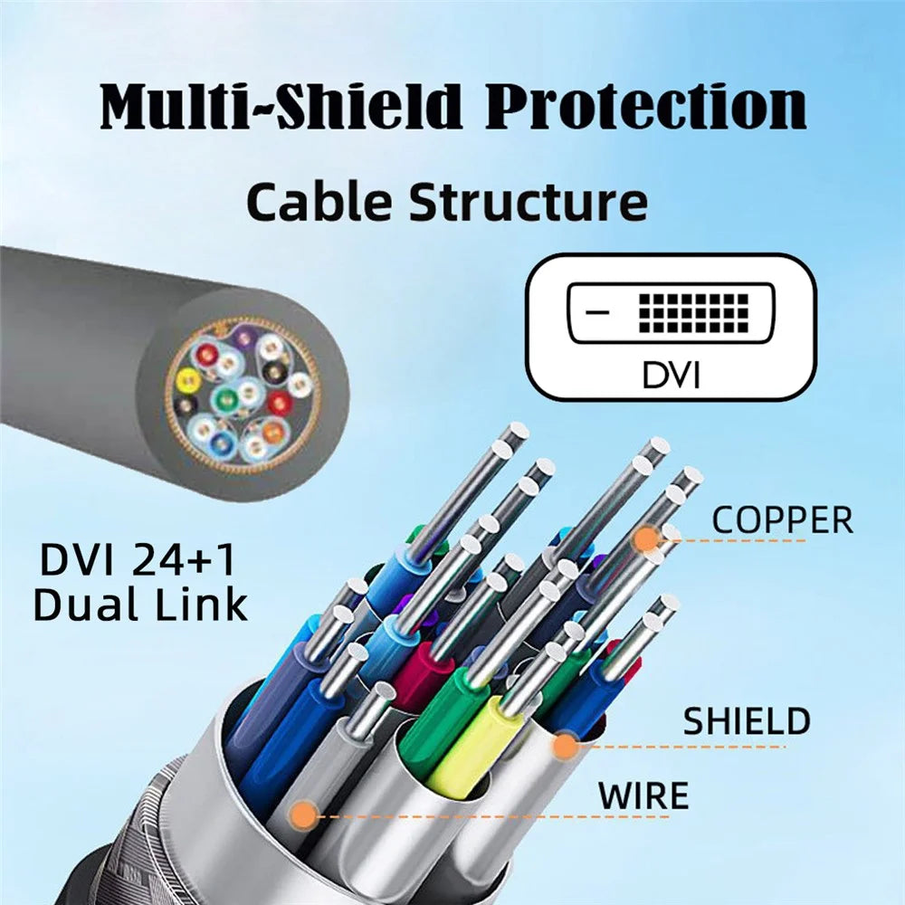 DB-005 50cm DVI 24+1 Male to Female Extension Cable DVI-D Dual Link Digital Video for Monitor - 3