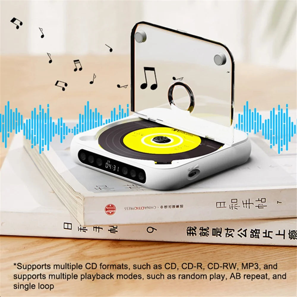 KC-918 CD Player with LCD Screen Portable Bluetooth-compatible Speaker Audio Repeater for Home Car - White - 2