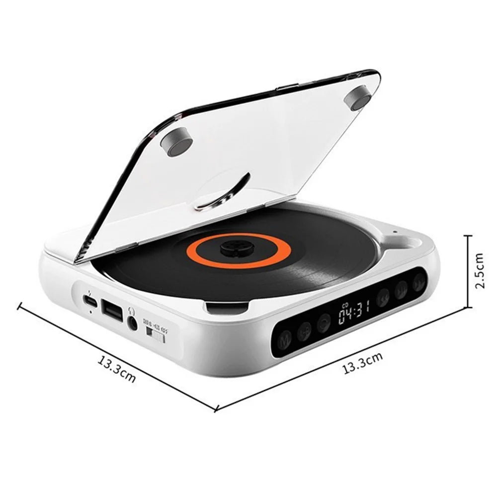 KC-918 CD Player with LCD Screen Portable Bluetooth-compatible Speaker Audio Repeater for Home Car - White - 7