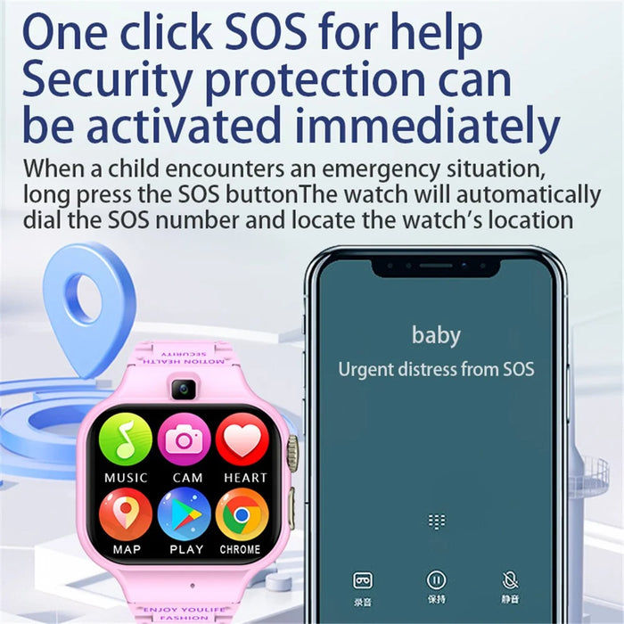 T8 1.89-Inch SOS 4G Children Smart Watch 1GB+16GB Waterproof Electric Band - Black - 4