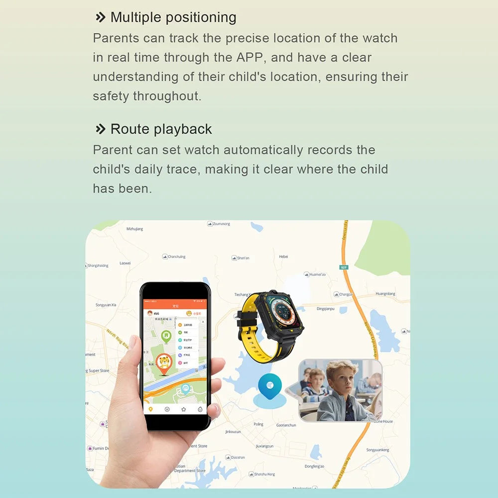 K39 4G 1.83-inch Screen Kids Smart Watch Video Calling SOS GPS Positioning Student Camera Watch - Orange - 6