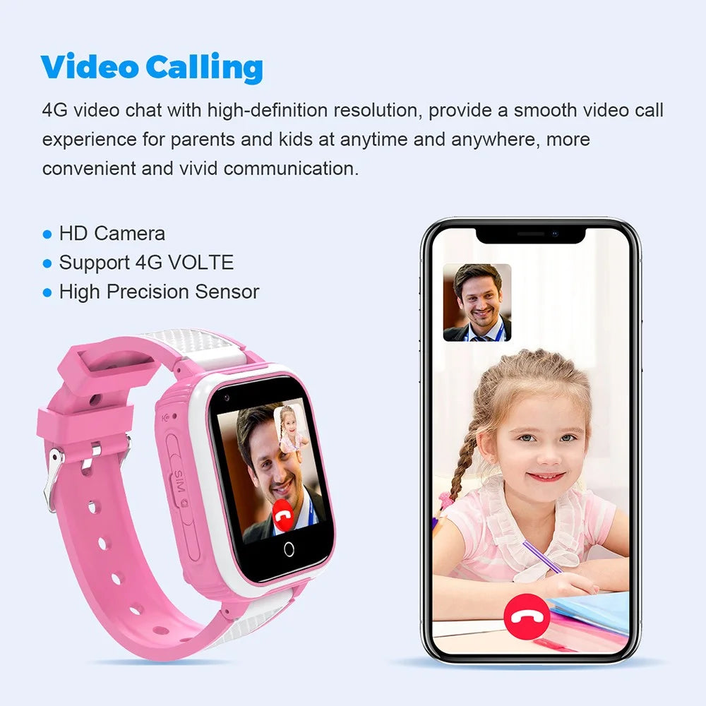 DH9S 1.4-inch Kids 4G Smart Watch Video Calling SOS GPS Positioning Camera Watch, European Version - Pink - 7