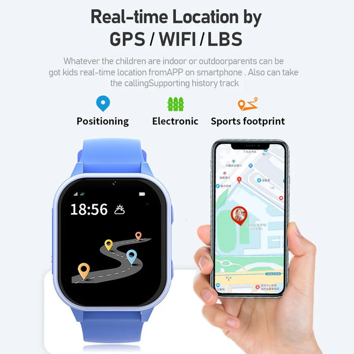 D1 Kids Smart Bracelet 1.85-Inch SOS 4G Children Voice Call SOS Function Phone Watch (1+8G) - Black - 6