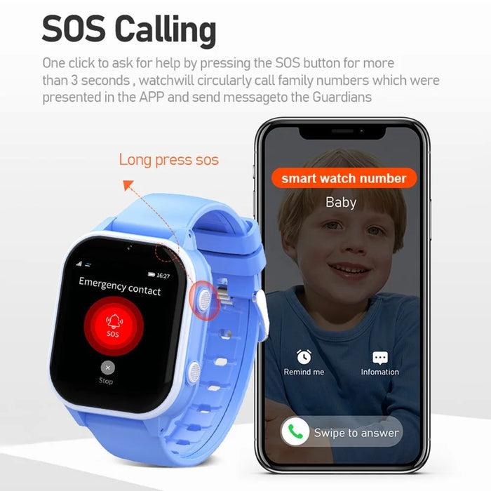 D1 Kids Smart Bracelet 1.85-Inch SOS 4G Children Voice Call SOS Function Phone Watch (1+8G) - Black - 7