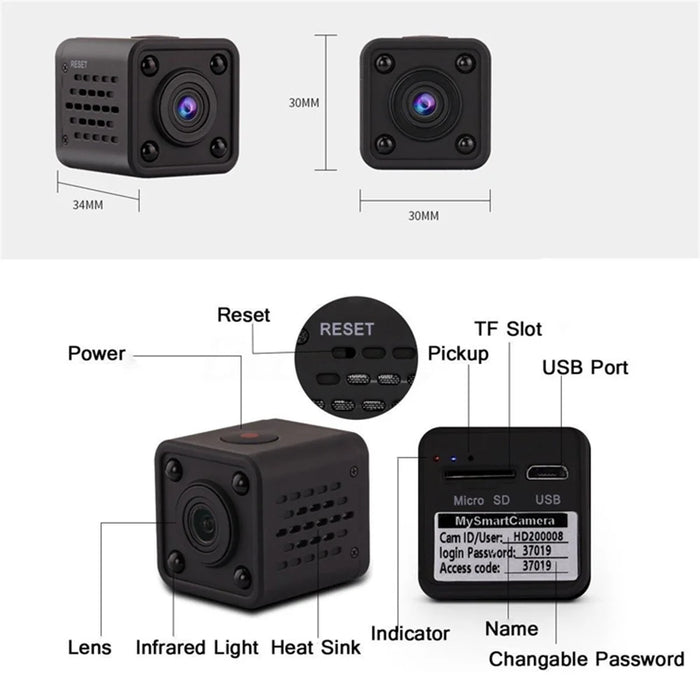 HDQ9 Mini WiFi Camera HD 1080P Video Audio Recorder with IR Night Vision Motion Detection - US Plug - 2