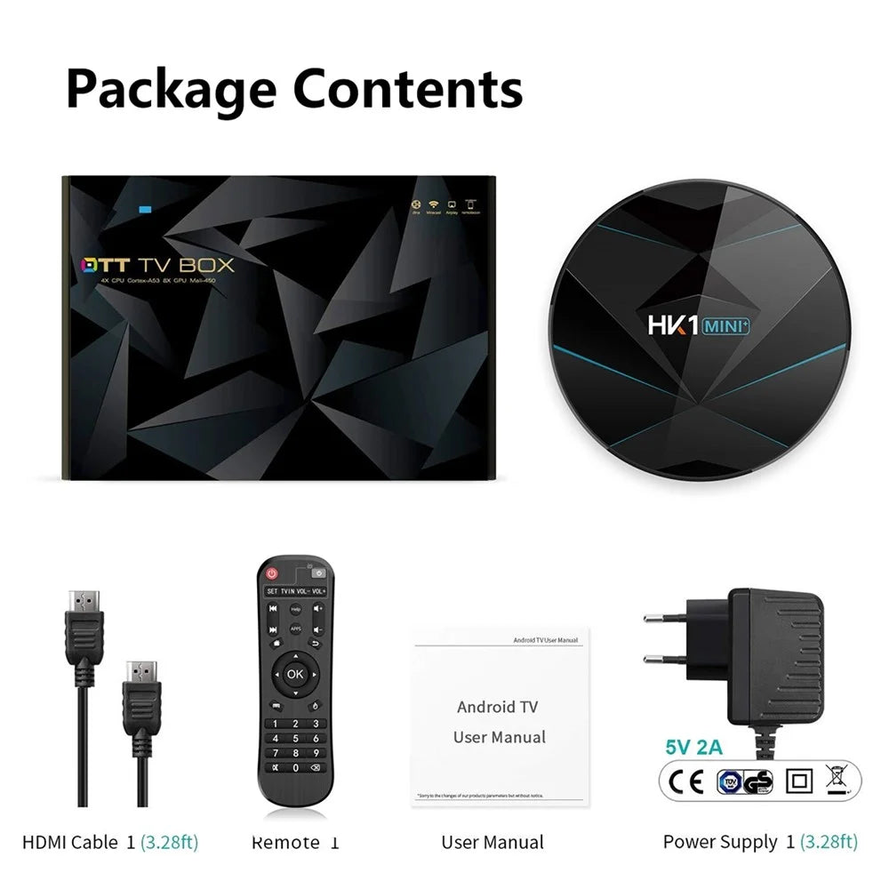 HK1MINI+ Android 9.0 RK3318 Quad Core Bluetooth-compatible TV Box WiFi Media Player 2+16GB - US Plug - 5