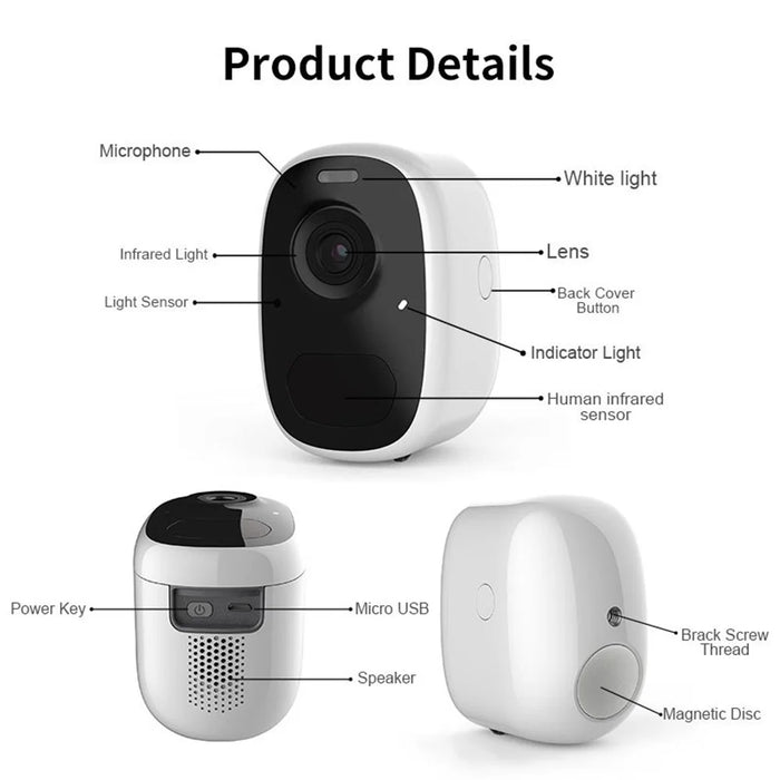 HUBVIEW CG1 2MP Wireless Camera WiFi Surveillance Cam Remote Monitor, without Memory Card - 3