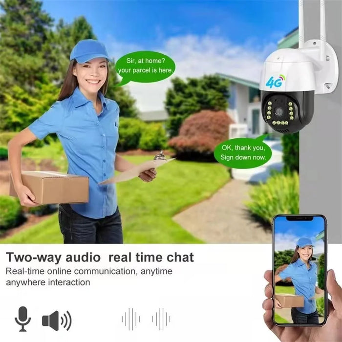 V380-P12-4G 3.0MP Camera Night Vision 4G APP Remote Monitoring Outdoor Home Security IP Camera, No Memory Card - US Plug - 3