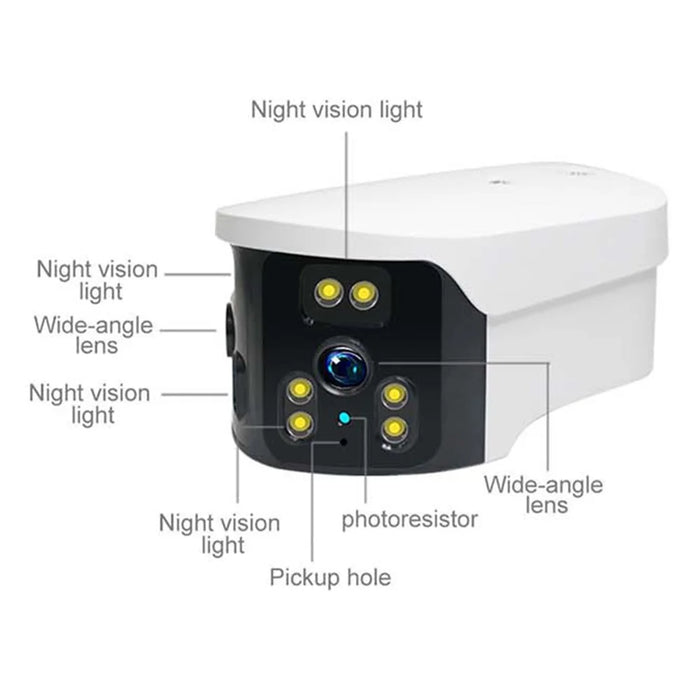 WiFi 180-Degree Wide Angle Dual Lens Camera Motion Detection Alarm Home Security Camera, No Memory Card - AU Plug - 2