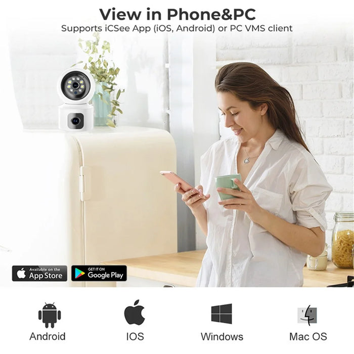 4MP Dual Lens Baby Monitor Ball Camera 4X Digital Zoom Two-Way Audio Night Vision Camera - US Plug - 5