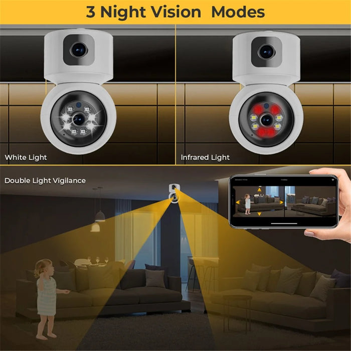 4MP Dual Lens Baby Monitor Ball Camera 4X Digital Zoom Two-Way Audio Night Vision Camera - US Plug - 6