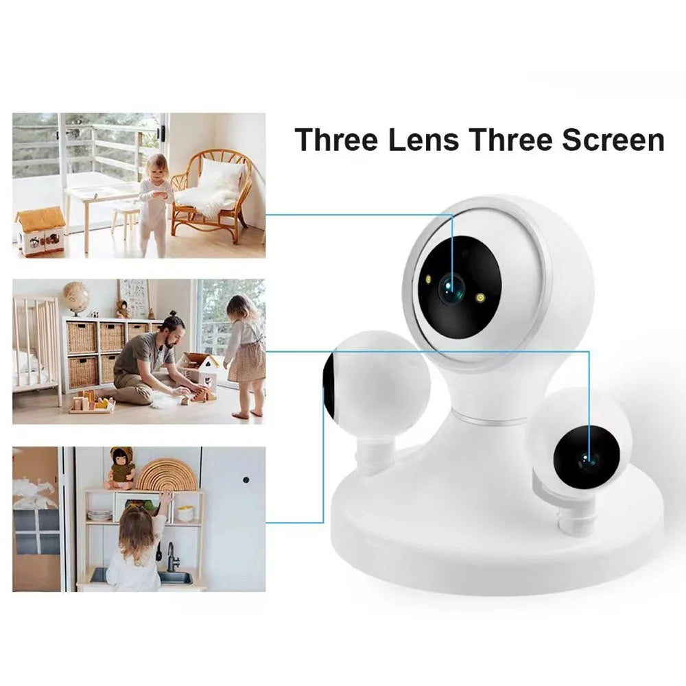 HD WiFi Camera Motion Detection Night Vision 3-Lens Home Security Camera, No Memory Card - EU Plug - 3