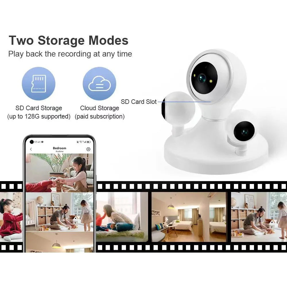 HD WiFi Camera Motion Detection Night Vision 3-Lens Home Security Camera, No Memory Card - EU Plug - 4