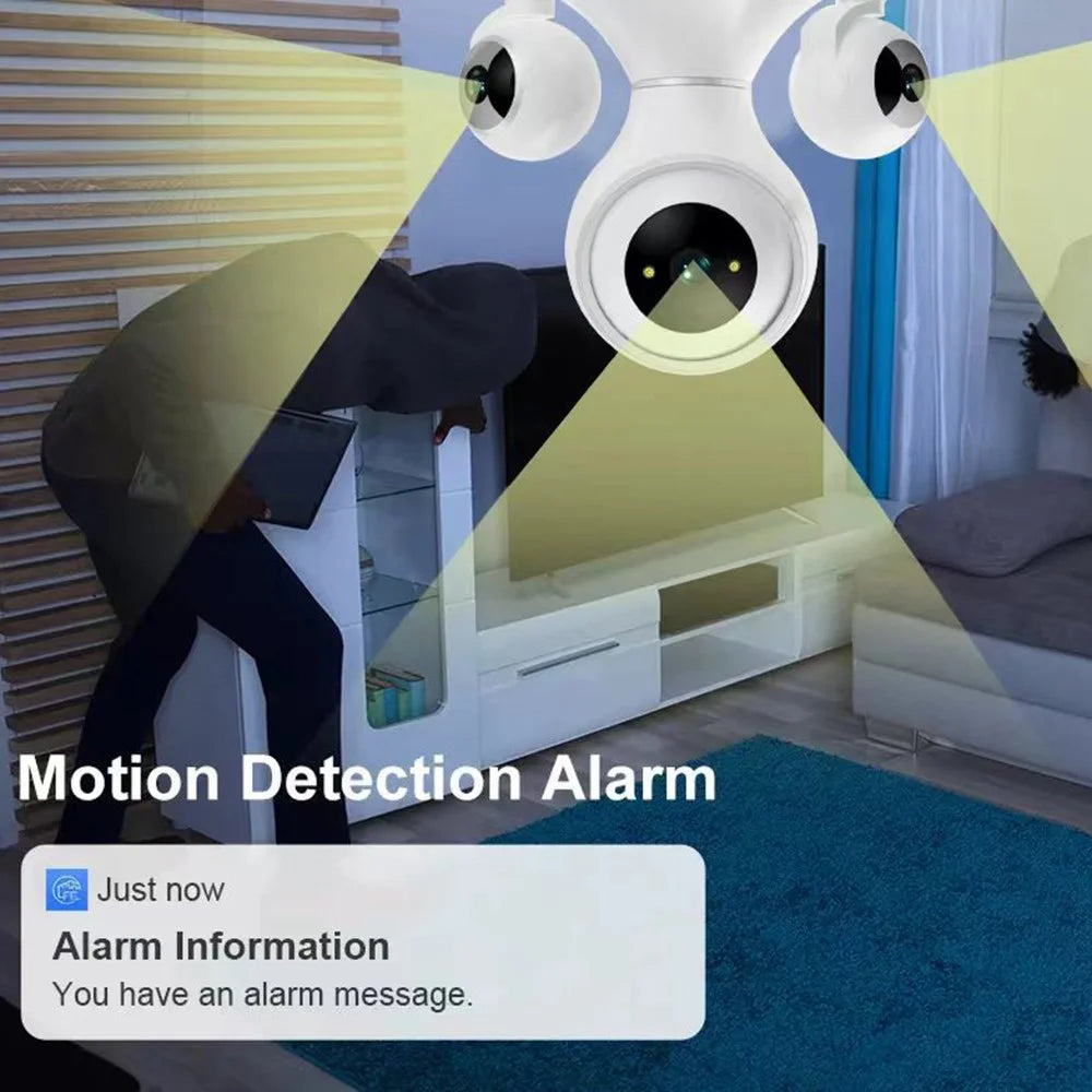 HD WiFi Camera Motion Detection Night Vision 3-Lens Home Security Camera, No Memory Card - EU Plug - 7