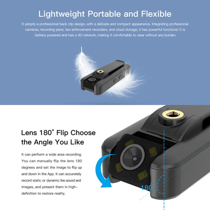180 Degree Flip Lens Human Detection Night Vision 4G Mini Pocket Camera (APP: OKAM), No Memory Card - 3