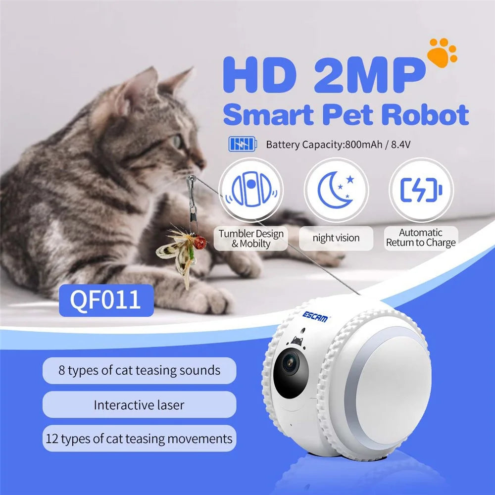 ESCAM QF011 2MP Smart Pet Robot Camera Night Version Tumbler Design Cat Dog Tracking Camera - US Plug - 2