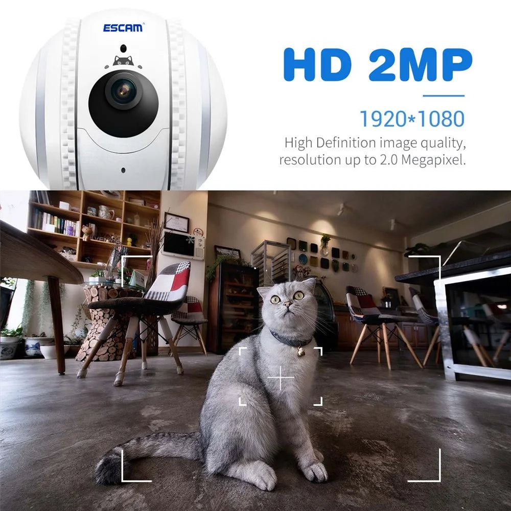 ESCAM QF011 2MP Smart Pet Robot Camera Night Version Tumbler Design Cat Dog Tracking Camera - US Plug - 3