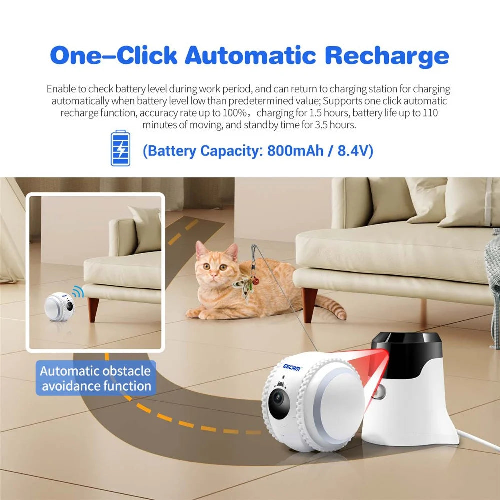 ESCAM QF011 2MP Smart Pet Robot Camera Night Version Tumbler Design Cat Dog Tracking Camera - US Plug - 5