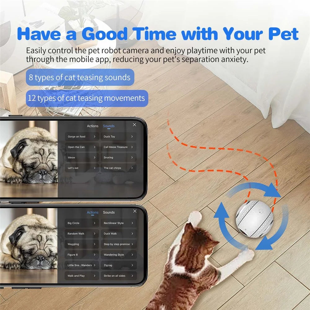 ESCAM QF011 2MP Smart Pet Robot Camera Night Version Tumbler Design Cat Dog Tracking Camera - US Plug - 7