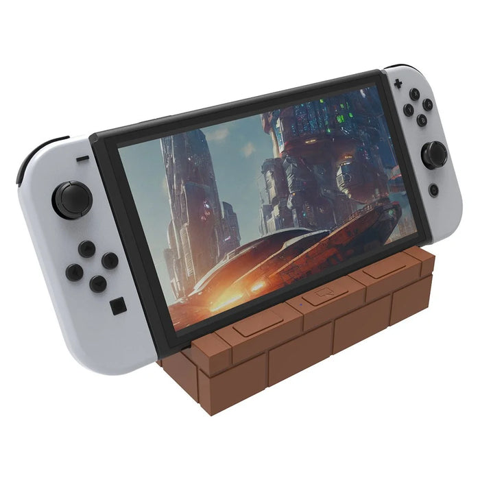 TOPWOLF HS-SW480 For Nintendo Switch / Switch OLED Game Console Charging Dock TV Video Converter Base Game Card Holder - Coffee - 3