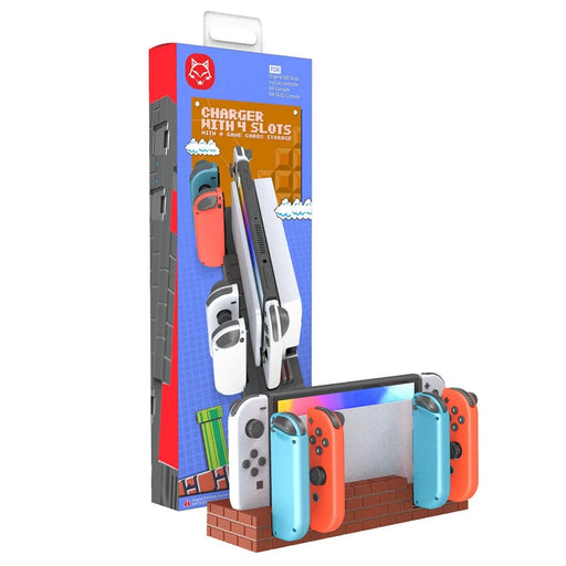 TOPWOLF HS-SW488 For Nintendo Switch / Switch OLED Joy-Con Controllers Charging Dock Game Card Holder - Brick Red - 1