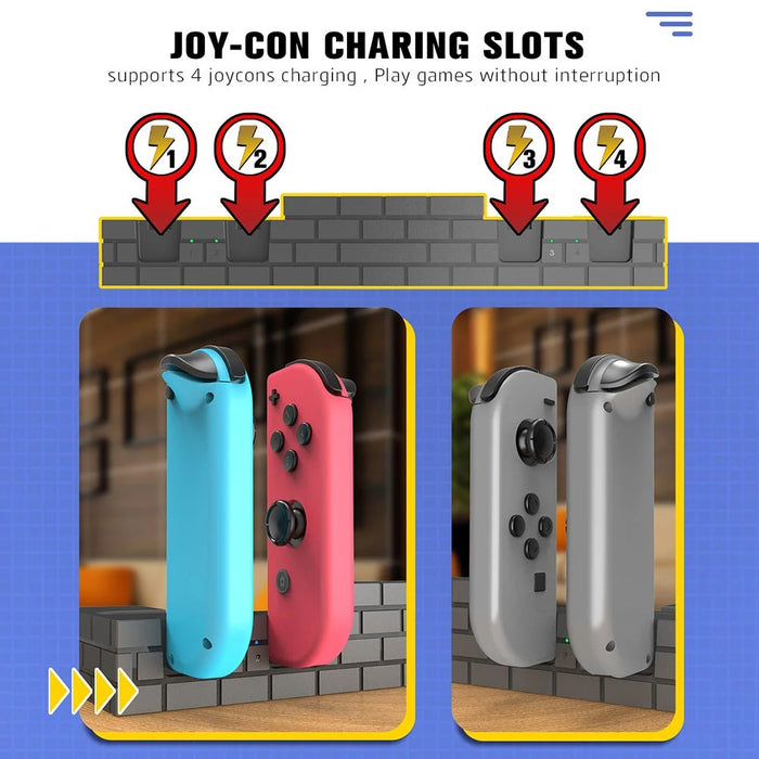TOPWOLF HS-SW488 For Nintendo Switch / Switch OLED Joy-Con Controllers Charging Dock Game Card Holder - Brick Red - 4
